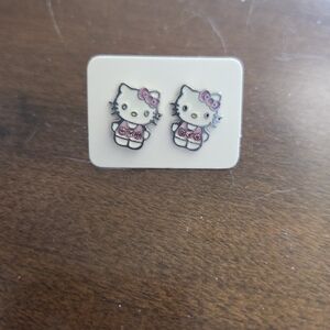 Hello Kitty White and Pink Character Stud Earrings by Hello Kitty
